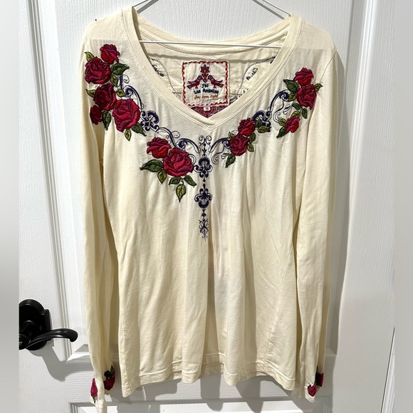 Johnny Was Tops Johnny Was Suede Roses Embroidered Top Jwla Poshmark